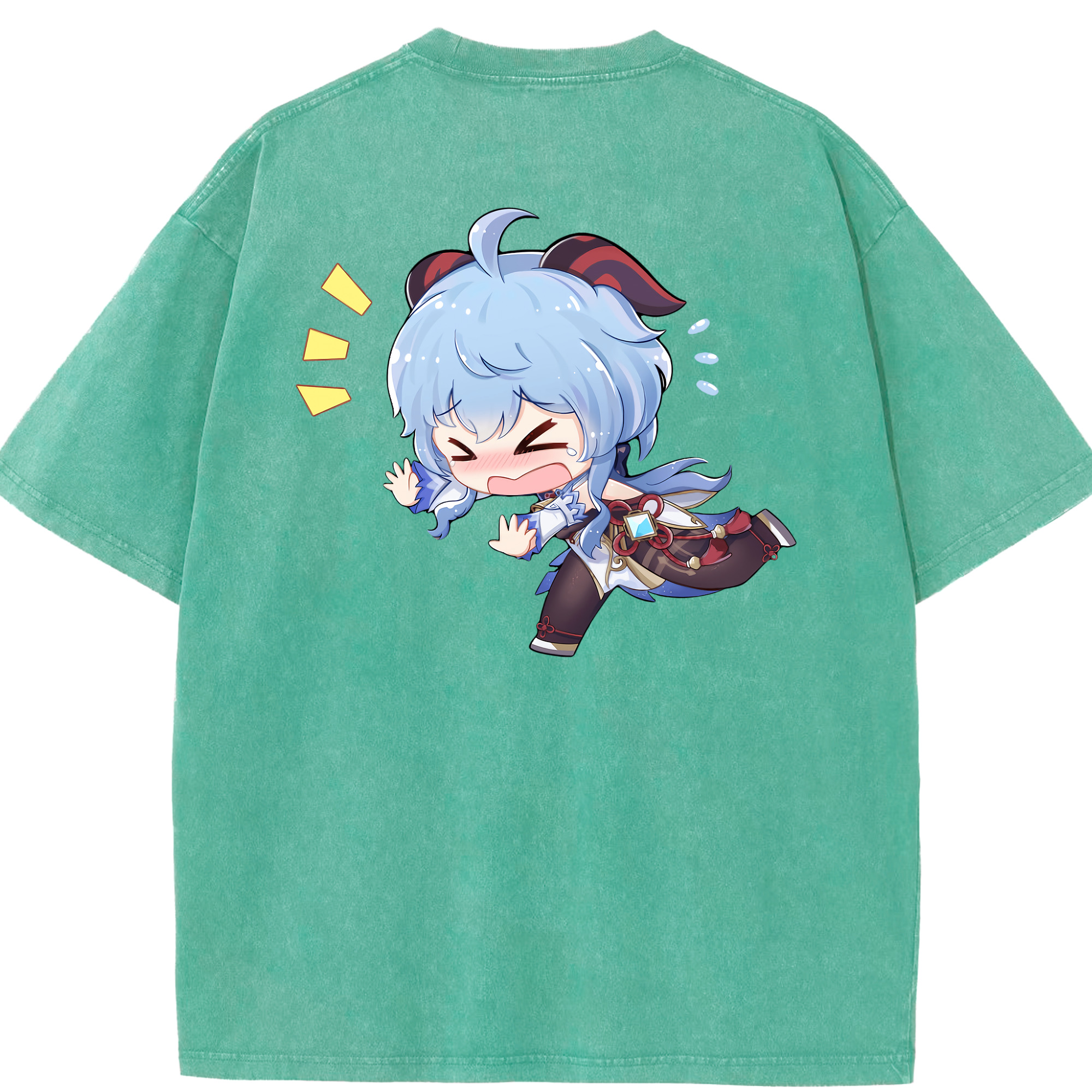 げんし神 甘雨 かんう genshin Ganyu 綿100% ヴィンテージ風 半袖Tシャツ（背面プリント）